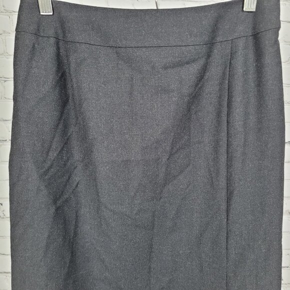 Carlisle Grey 100% Wool Lined Side Zip Buttoned Slit Midi Straight Skirt Size 4 - Picture 4 of 12